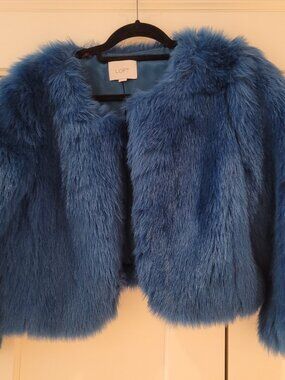 Blue Fake Fur Coat
